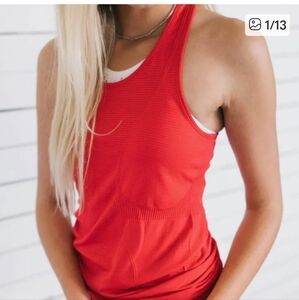 Zyia Copper Charged Tank Top Red Ribbed Medium